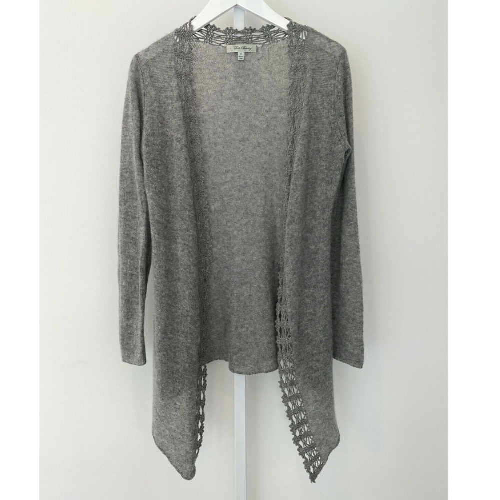 BETH BOWLEY GRAY CASHMERE OPEN CARDIGAN SIZE PETITE